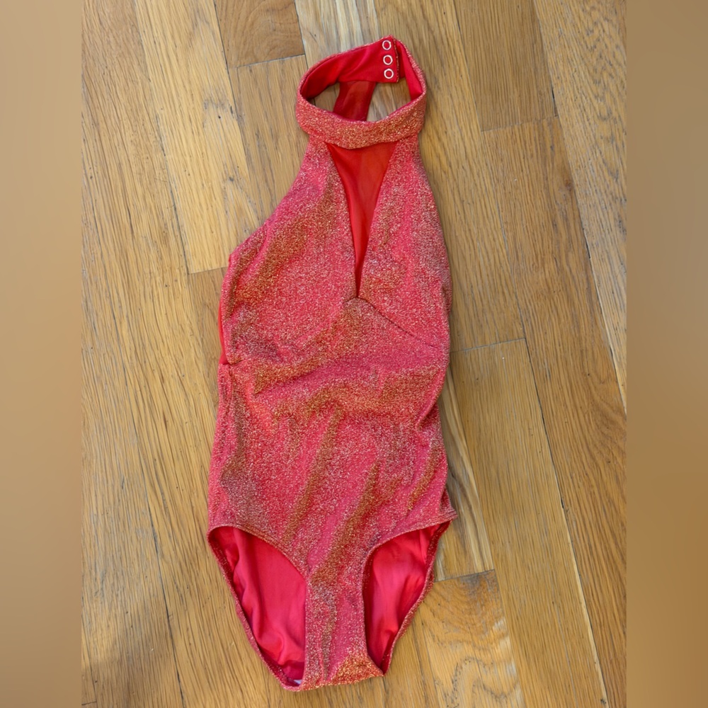 Orange shimmer leotard